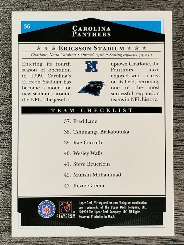1999 Upper Deck Victory #36 Carolina Panthers CL
