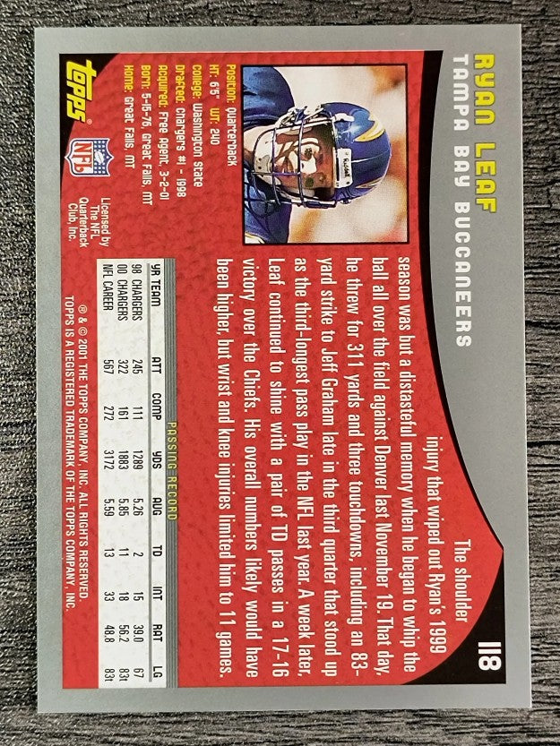 2001 Topps #118 Ryan Leaf