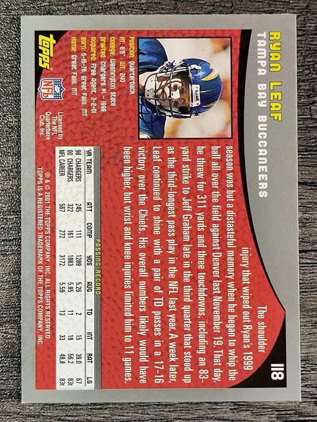 2001 Topps #118 Ryan Leaf