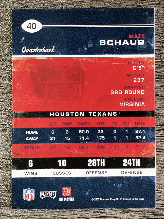2007 Playoff Contenders #40 Matt Schaub