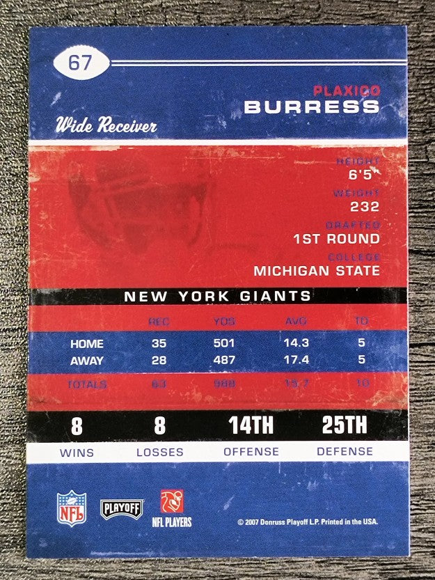 2007 Playoff Contenders #67 Plaxico Burress