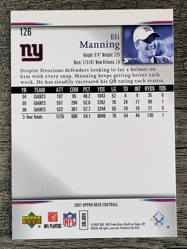 2007 Upper Deck #126 Eli Manning