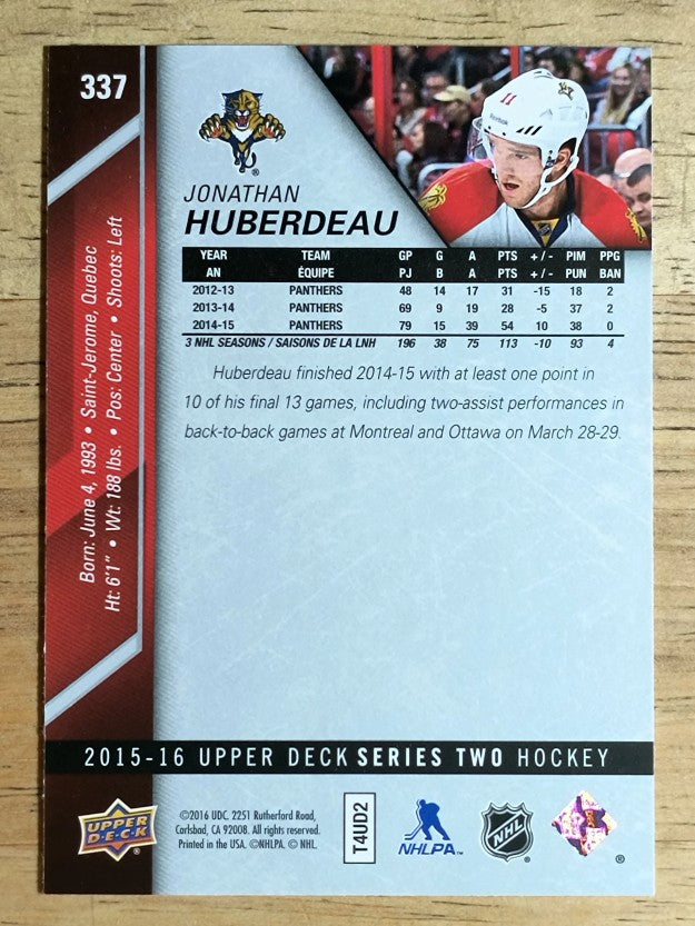 2015-16 Upper Deck #337 Jonathan Huberdeau