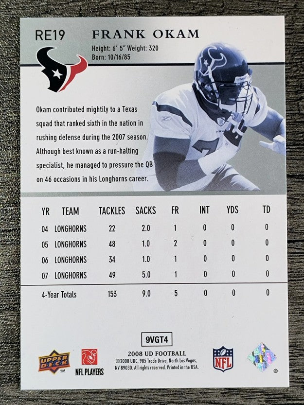 2008 Upper Deck Rookie Exclusives #RE19 Frank Okam
