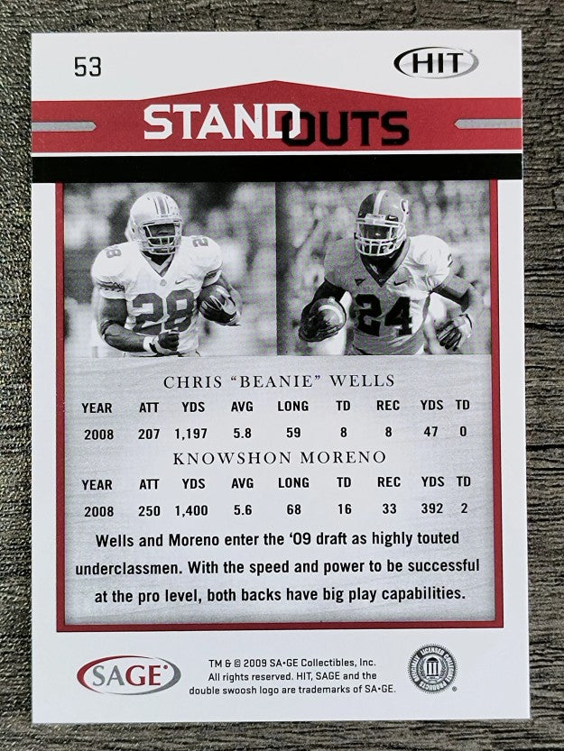 2009 SAGE HIT #53 Knowshon Moreno SO/Chris Wells