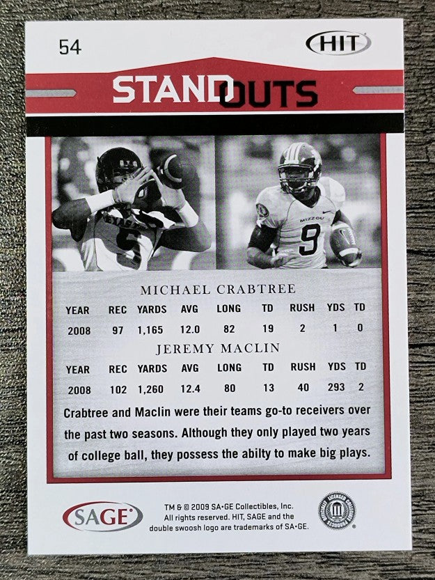 2009 SAGE HIT #54 Michael Crabtree SO/Jeremy Maclin