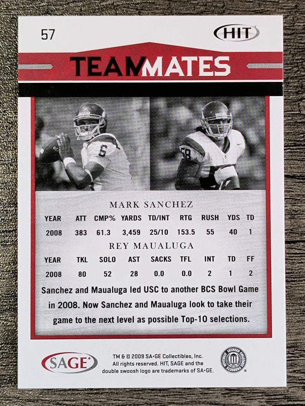 2009 SAGE HIT #57 Mark Sanchez TM/Rey Maualuga