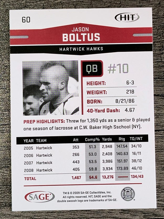 2009 SAGE HIT #60 Jason Boltus