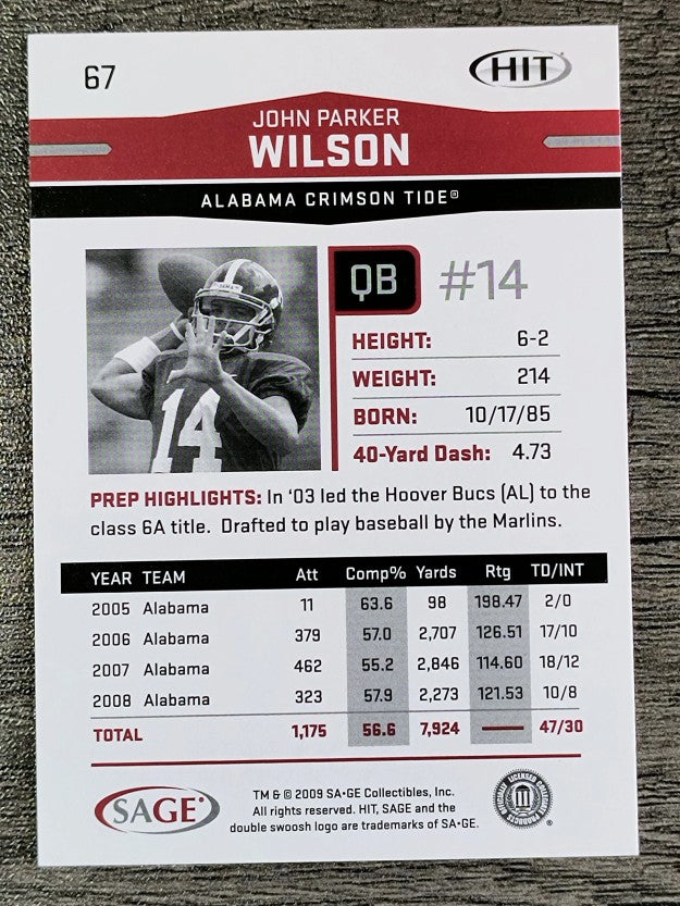 2009 SAGE HIT #67 John Parker Wilson