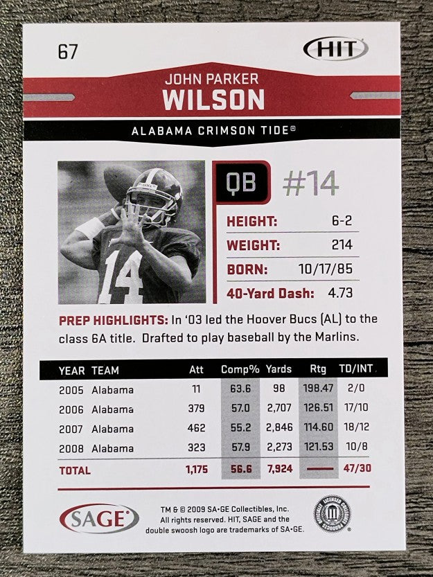 2009 SAGE HIT #67 John Parker Wilson