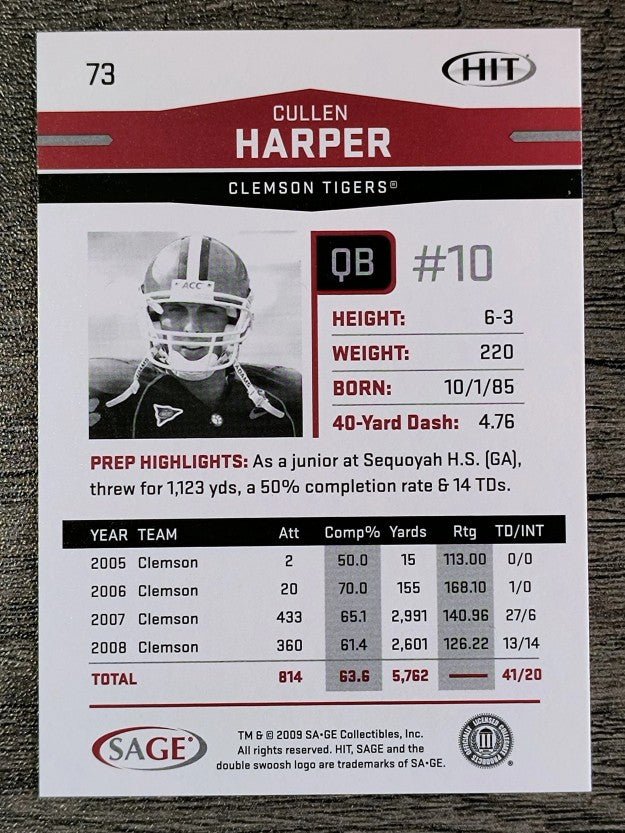 2009 SAGE HIT #73 Cullen Harper