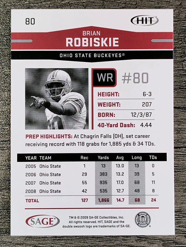 2009 SAGE HIT #80 Brian Robiskie