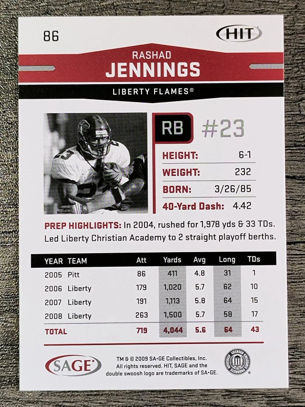 2009 SAGE HIT #86 Rashad Jennings