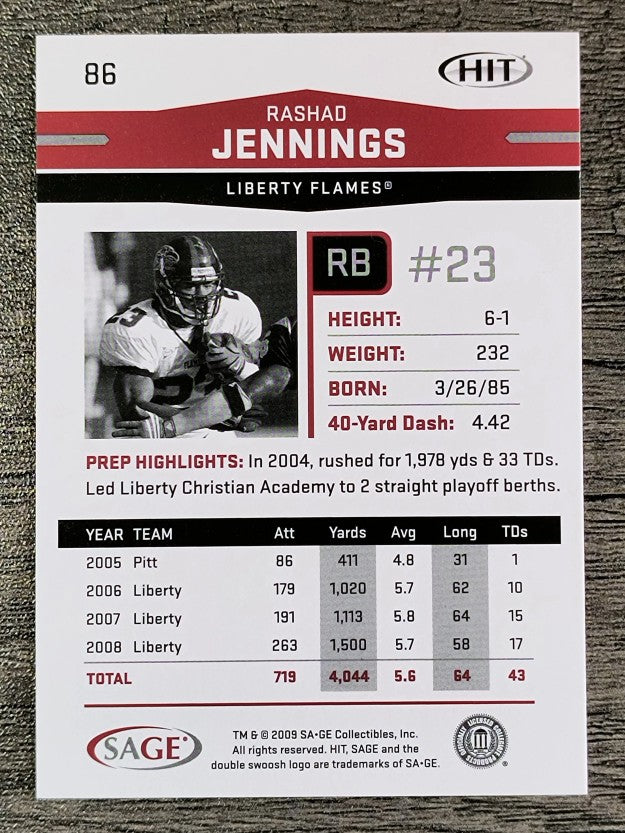 2009 SAGE HIT #86 Rashad Jennings