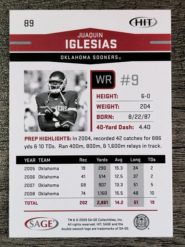 2009 SAGE HIT #89 Juaquin Iglesias