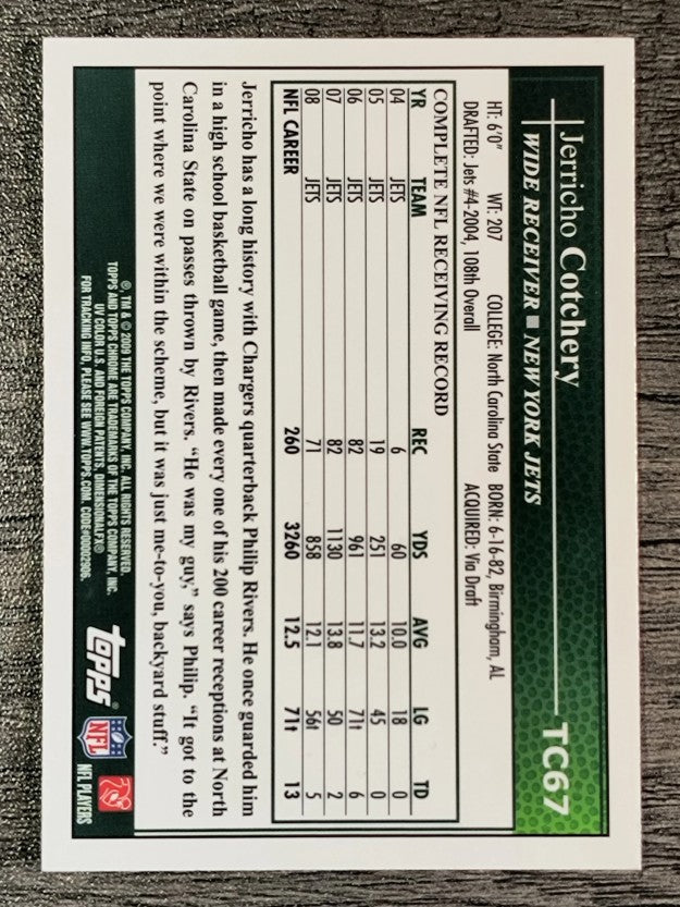 2009 Topps Chrome #TC67 Jerricho Cotchery