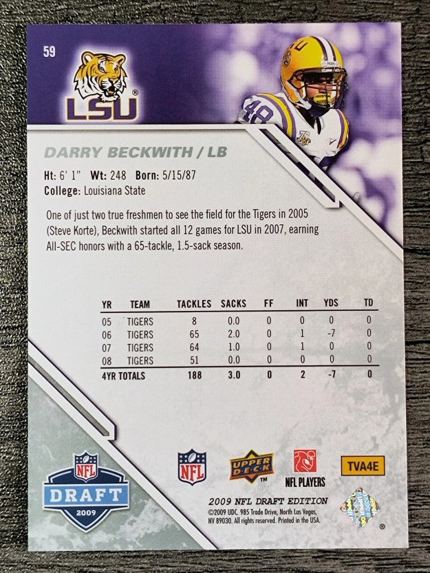 2009 Upper Deck Draft Edition #59 Darry Beckwith RC