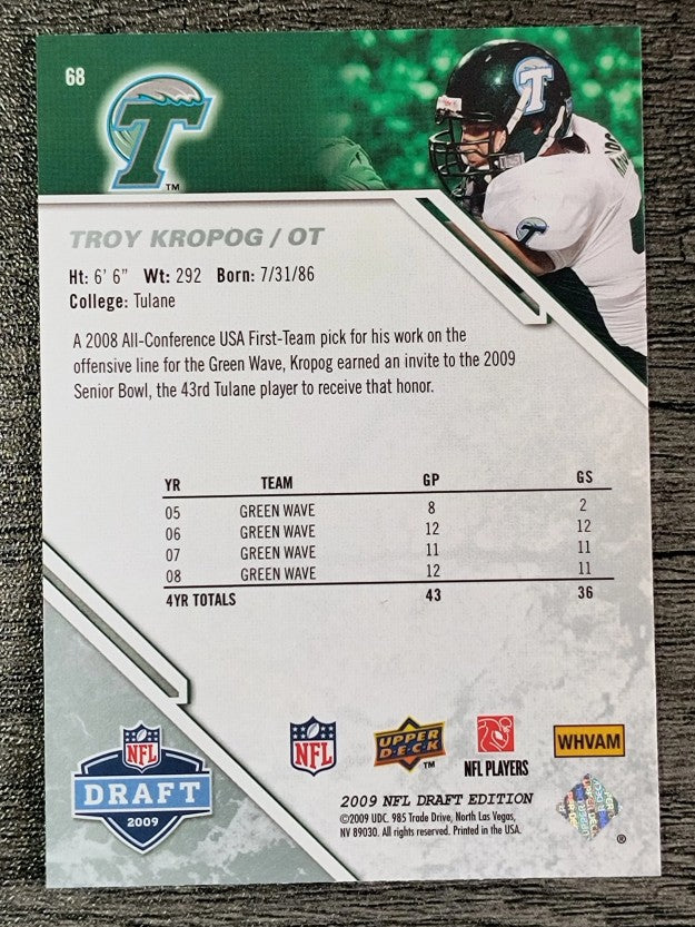 2009 Upper Deck Draft Edition #68 Troy Kropog RC