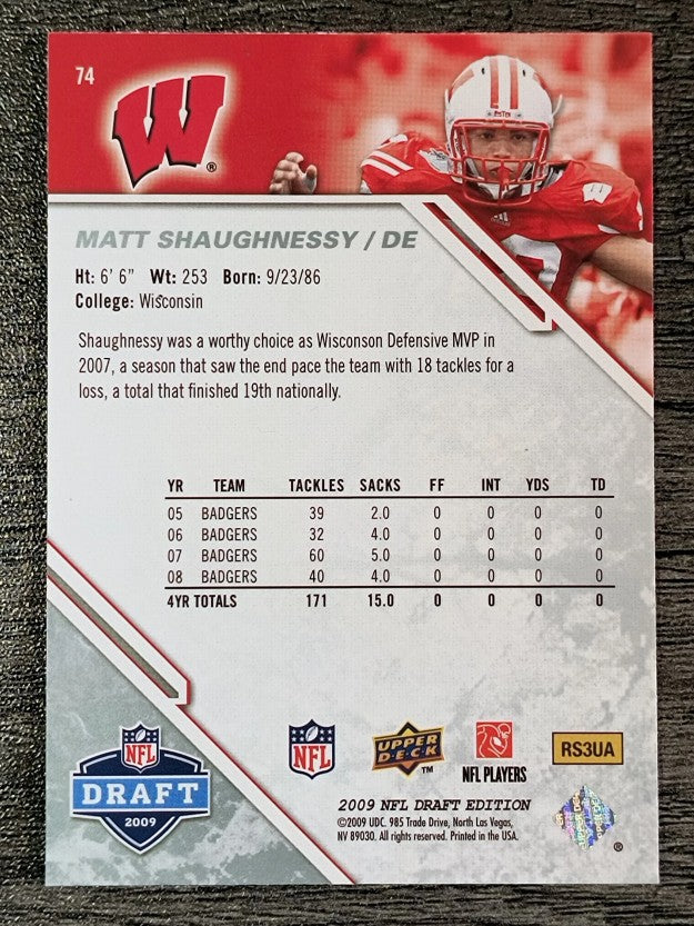 2009 Upper Deck Draft Edition #74 Matt Shaughnessy RC