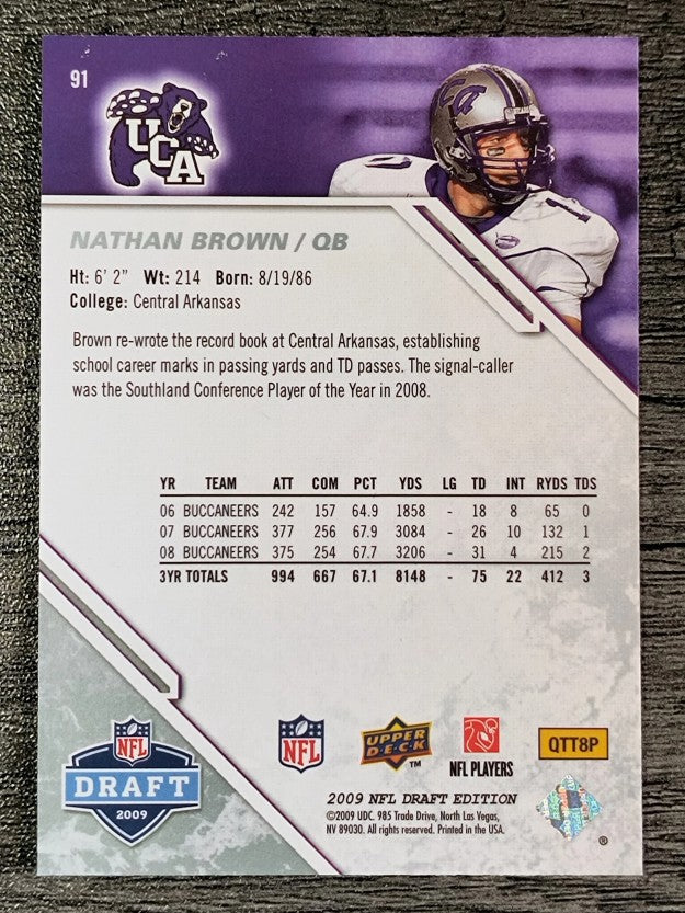 2009 Upper Deck Draft Edition #91 Nathan Brown RC