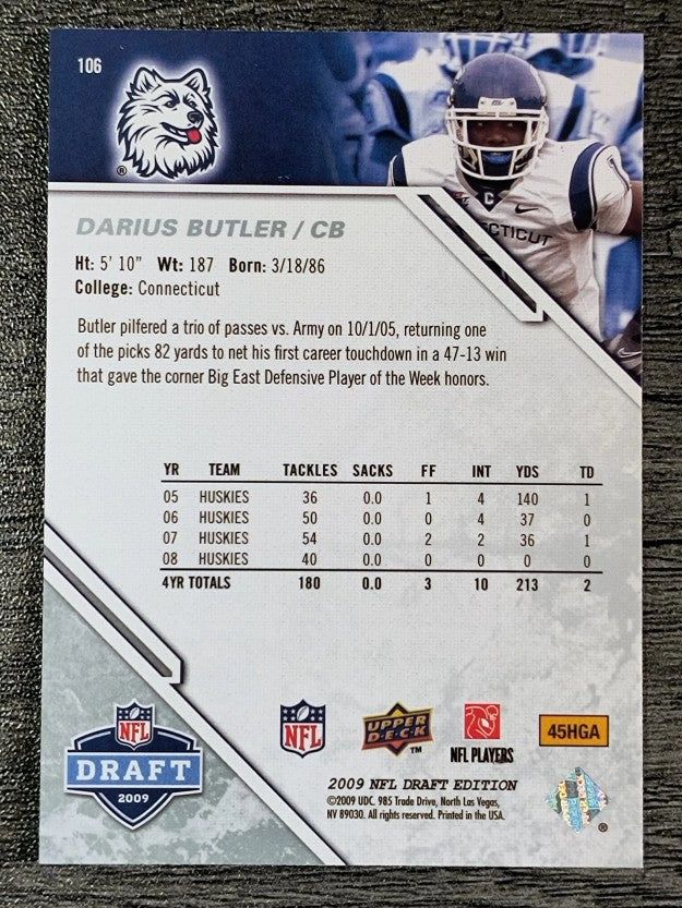 2009 Upper Deck Draft Edition #106 Darius Butler RC