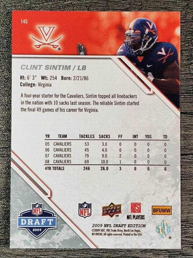 2009 Upper Deck Draft Edition #145 Clint Sintim RC