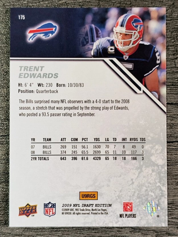 2009 Upper Deck Draft Edition #175 Trent Edwards