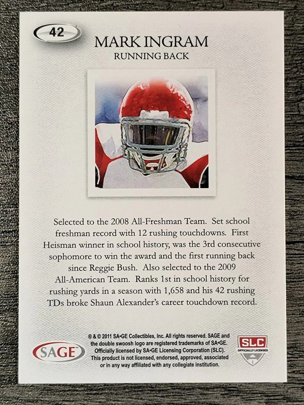 2011 SAGE HIT #42 Mark Ingram Art