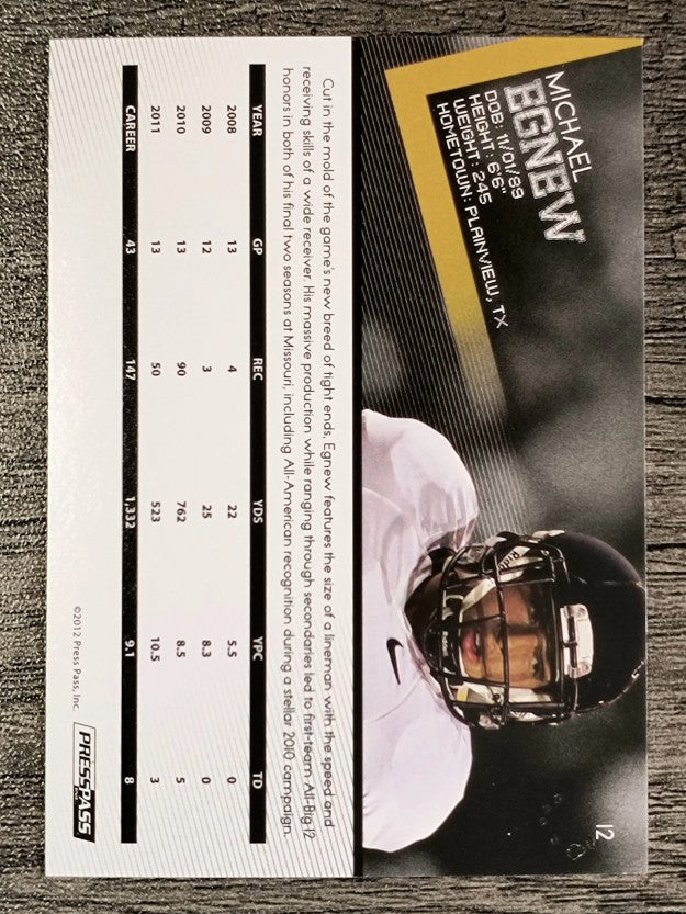 2012 Press Pass #12 Michael Egnew