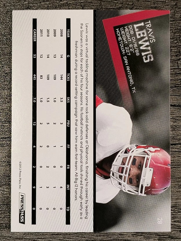 2012 Press Pass #28 Travis Lewis