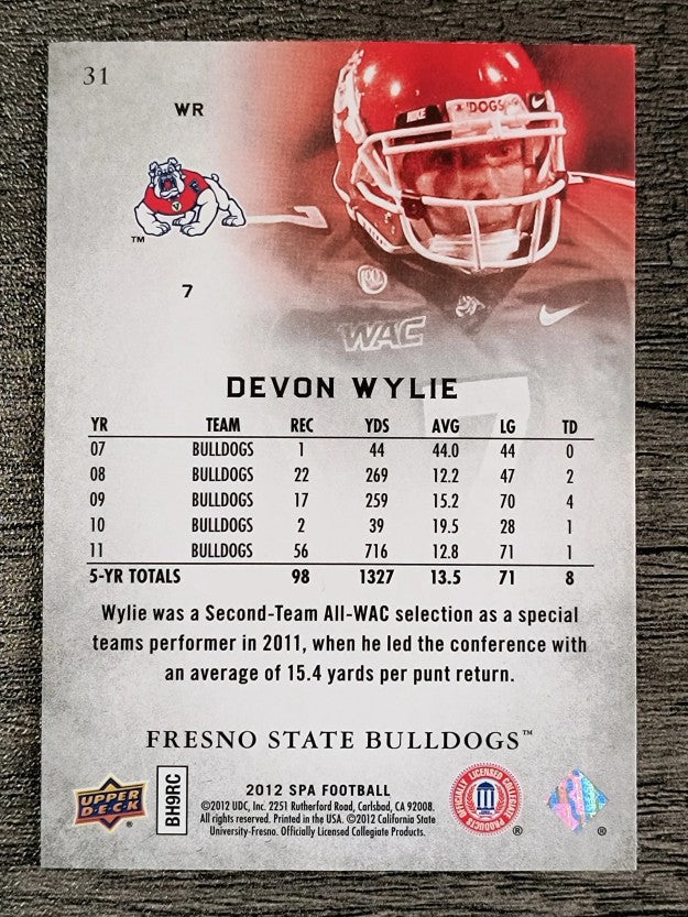 2012 SP Authentic #31 Devon Wylie