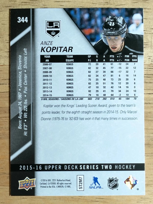 2015-16 Upper Deck #344 Anze Kopitar