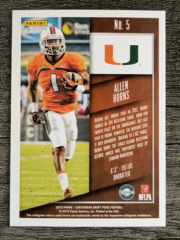 2016 Panini Contenders Draft Picks #5 Allen Hurns