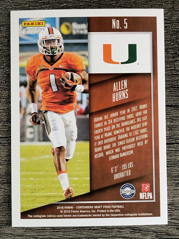 2016 Panini Contenders Draft Picks #5 Allen Hurns