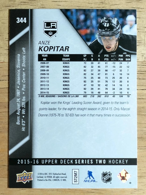 2015-16 Upper Deck #344 Anze Kopitar