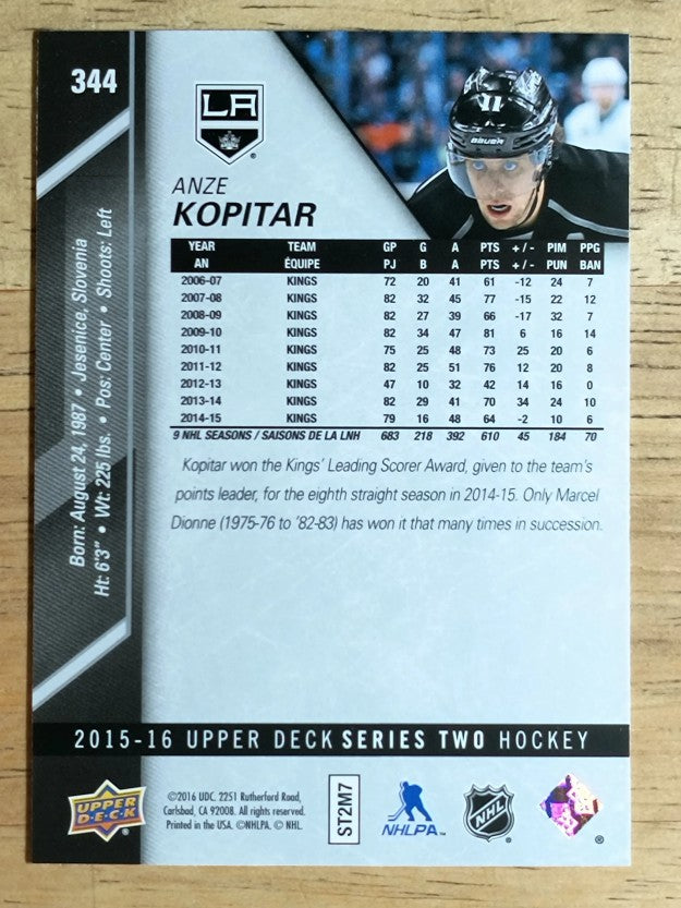 2015-16 Upper Deck #344 Anze Kopitar