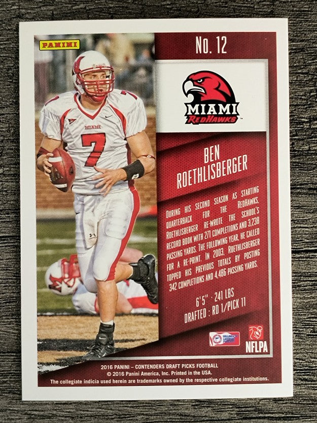 2016 Panini Contenders Draft Picks #12 Ben Roethlisberger
