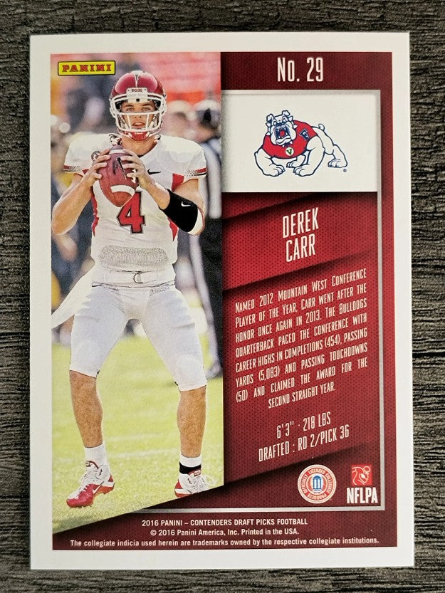 2016 Panini Contenders Draft Picks #29 Derek Carr