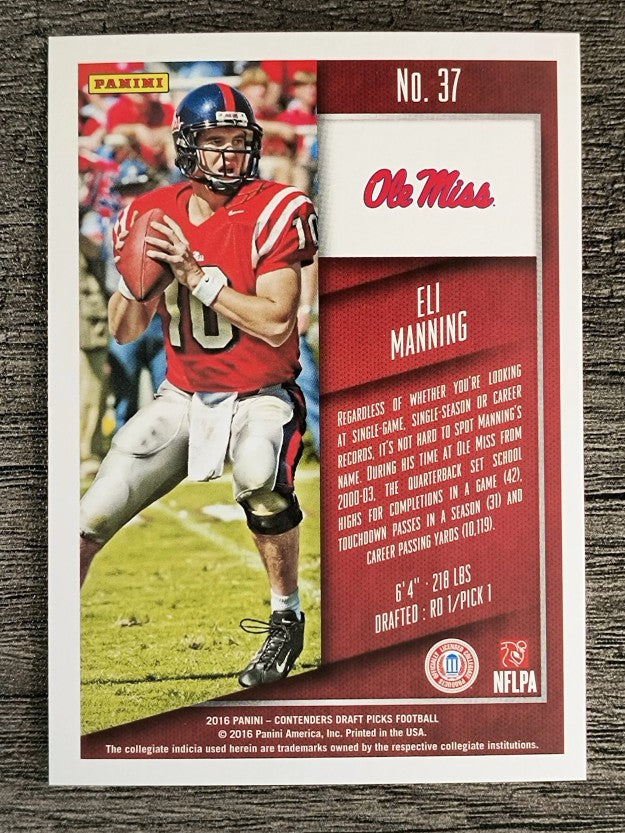 2016 Panini Contenders Draft Picks #37 Eli Manning