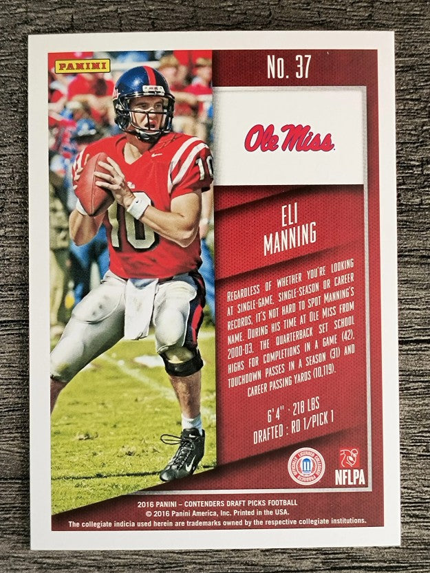 2016 Panini Contenders Draft Picks #37 Eli Manning