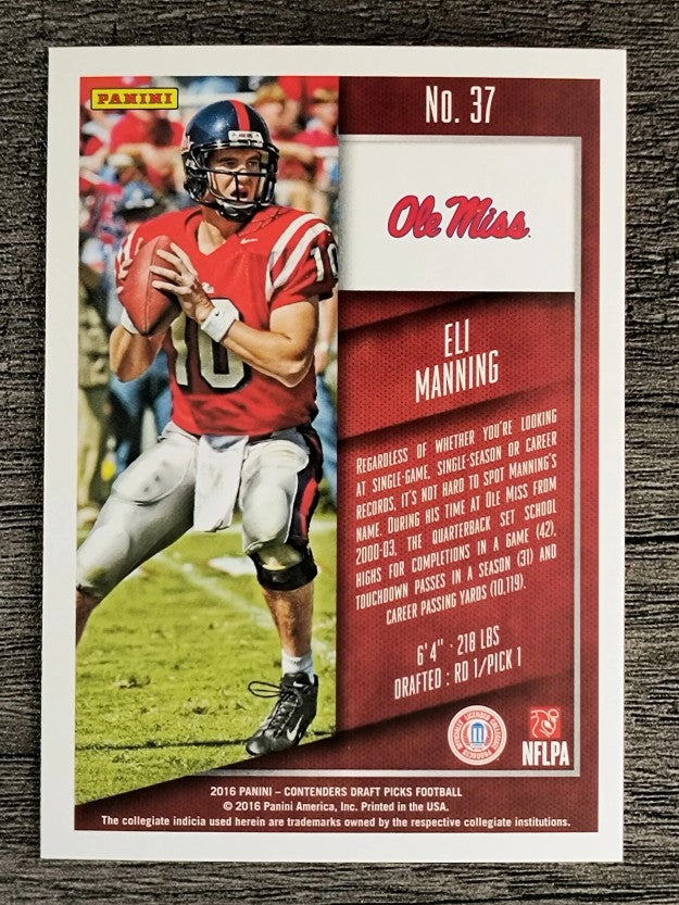 2016 Panini Contenders Draft Picks #37 Eli Manning