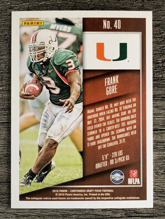 2016 Panini Contenders Draft Picks #40 Frank Gore