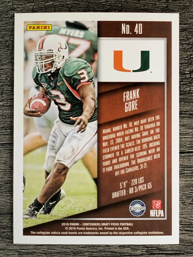 2016 Panini Contenders Draft Picks #40 Frank Gore