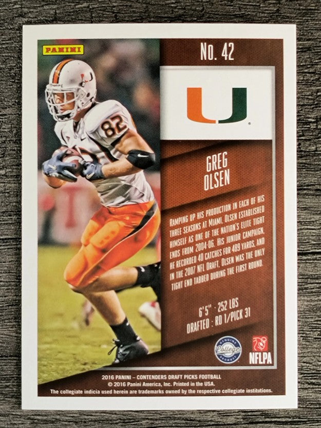2016 Panini Contenders Draft Picks #42 Greg Olsen