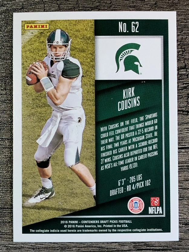 2016 Panini Contenders Draft Picks #62 Kirk Cousins