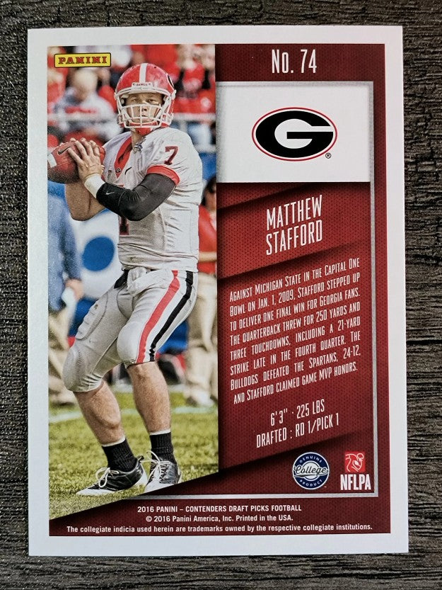 2016 Panini Contenders Draft Picks #74 Matthew Stafford