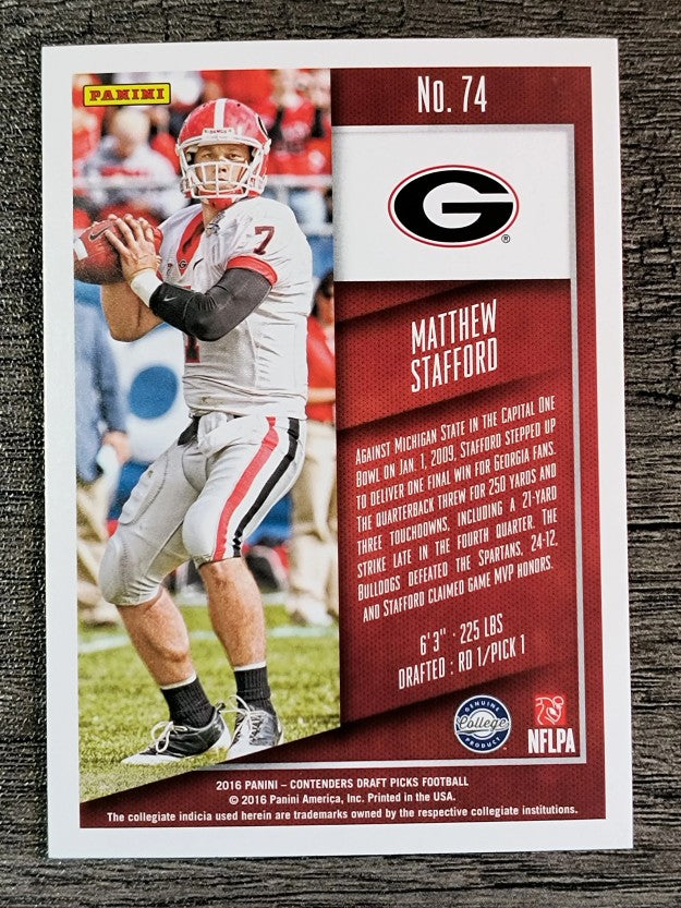 2016 Panini Contenders Draft Picks #74 Matthew Stafford