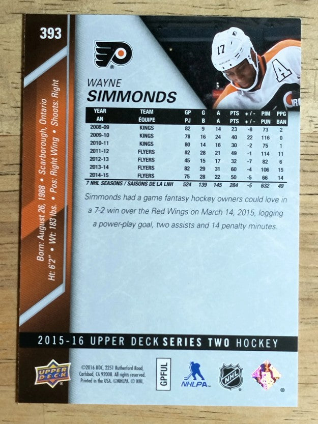 2015-16 Upper Deck #393 Wayne Simmonds