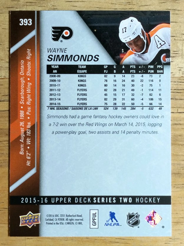 2015-16 Upper Deck #393 Wayne Simmonds