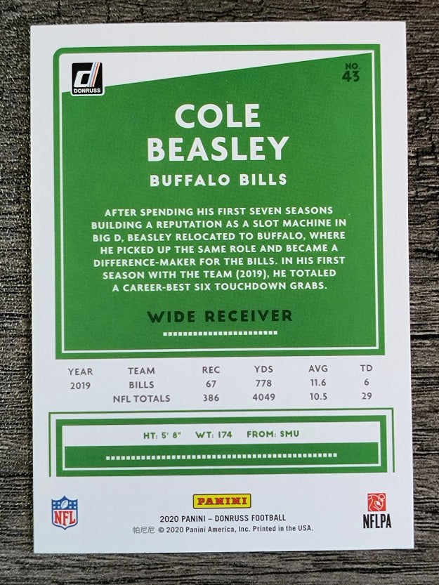 2020 Donruss #43 Cole Beasley